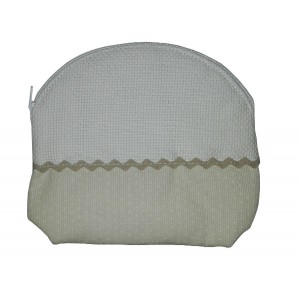 Small Cosmetic Pouch to Cross Stitch - Cream with Little White Dots