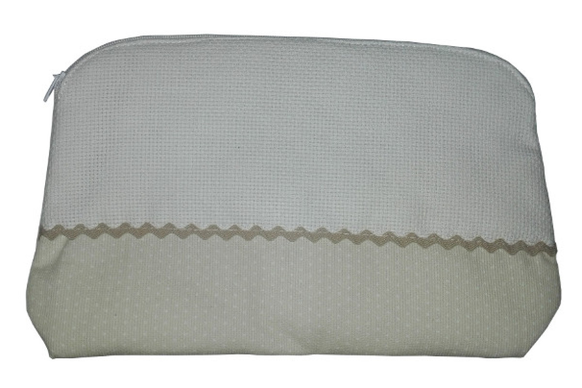 Cosmetic Pouch to Cross Stitch - Cream with Little White Dots Cosmetic Pouch to Cross Stitch - Cream with Little White Dots