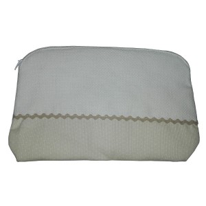 Cosmetic Pouch to Cross Stitch - Cream with Little White Dots