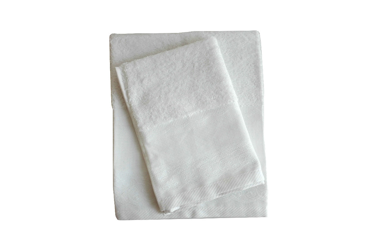 Coppia Asciugamani Spugna Pizzo - Bianco Coppia Asciugamani Spugna Pizzo - Bianco