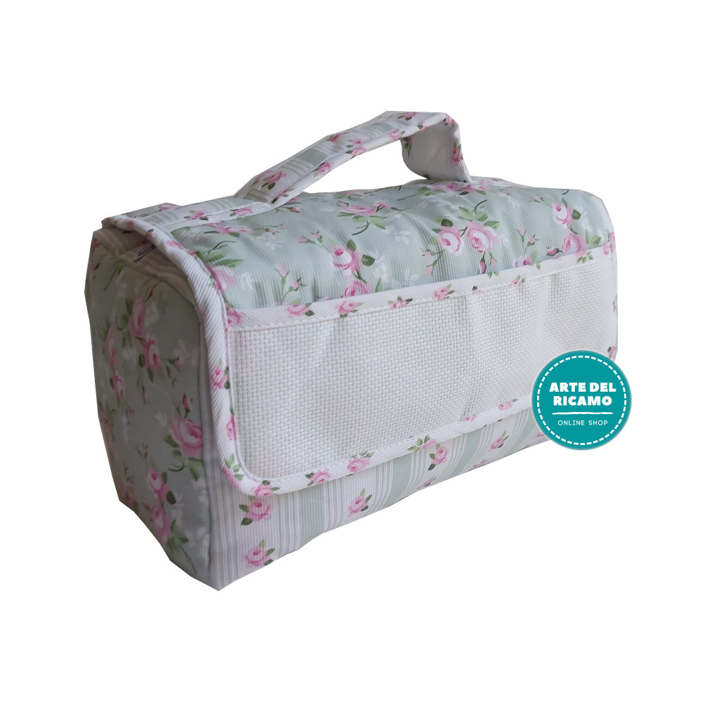 Beauty Case with Romantic Roses - Water Green