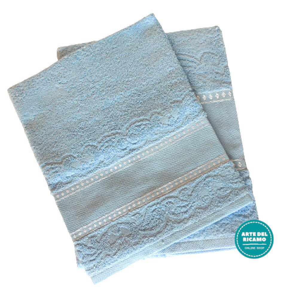 Bath Terry Towel to Cross Stitch - Manuela - Light Blue Color