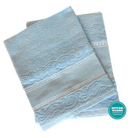 Coppia Asciugamani Spugna da Ricamare - Manuela - Colore Azzurro Coppia Asciugamani Spugna da Ricamare - Manuela - Colore Azzurro