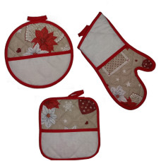 Set Presine e Guantoforno Ricamabile - Stelle di Natale e Cuori Set Presine e Guantoforno Ricamabile - Stelle di Natale e Cuori