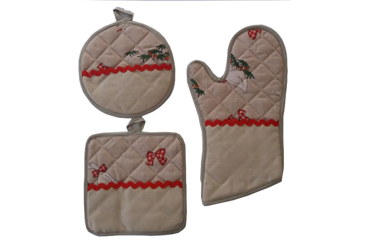 Set Cocina Agarradoras y Guante Horno - Fantasia Gansos Set Cocina Agarradoras y Guante Horno - Fantasia Gansos