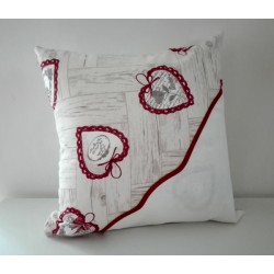Pillow Cover to Cross Stitch - Red Love Hearts