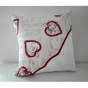 Pillow Cover to Cross Stitch - Red Love Hearts