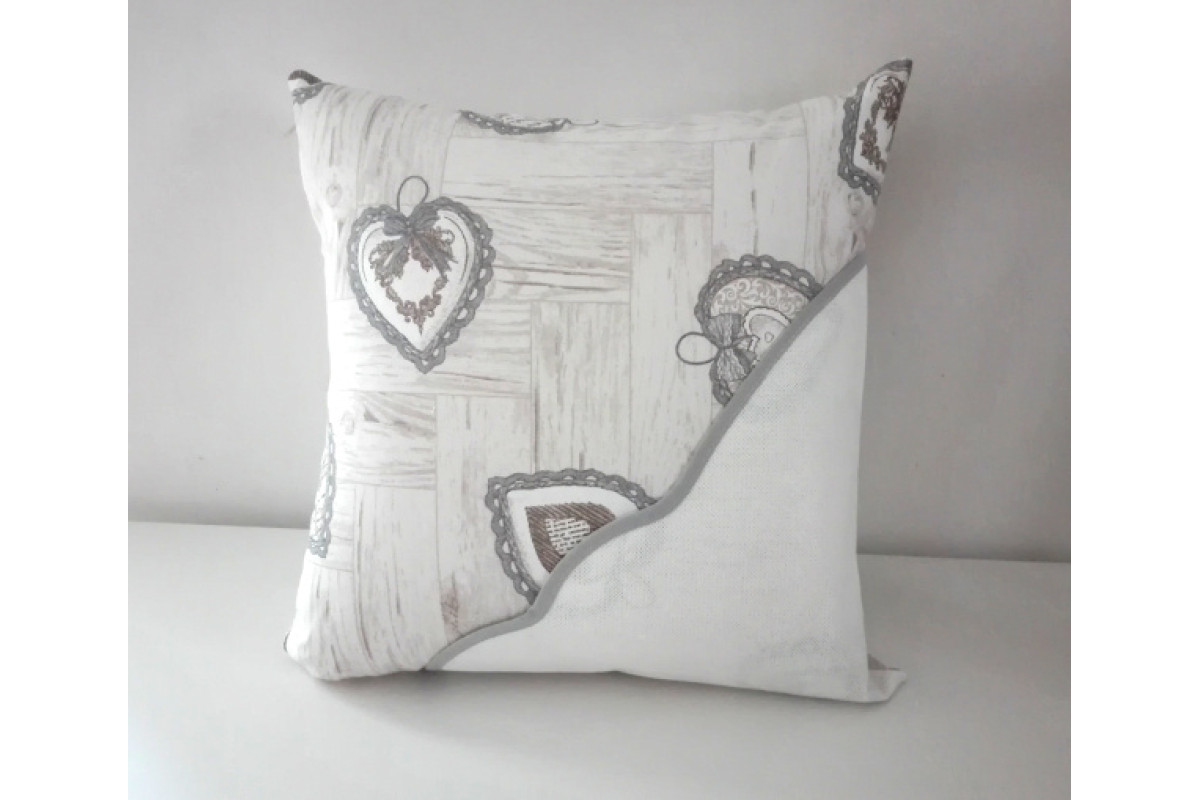 Pillow Cover to Cross Stitch - Grey Love Hearts Pillow Cover to Cross Stitch - Grey Love Hearts