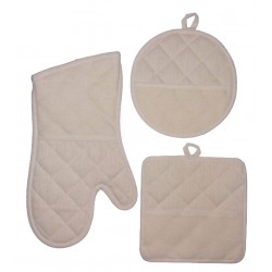 Ready to Cross Stitch Potholders and Oven Glove - Color Cream