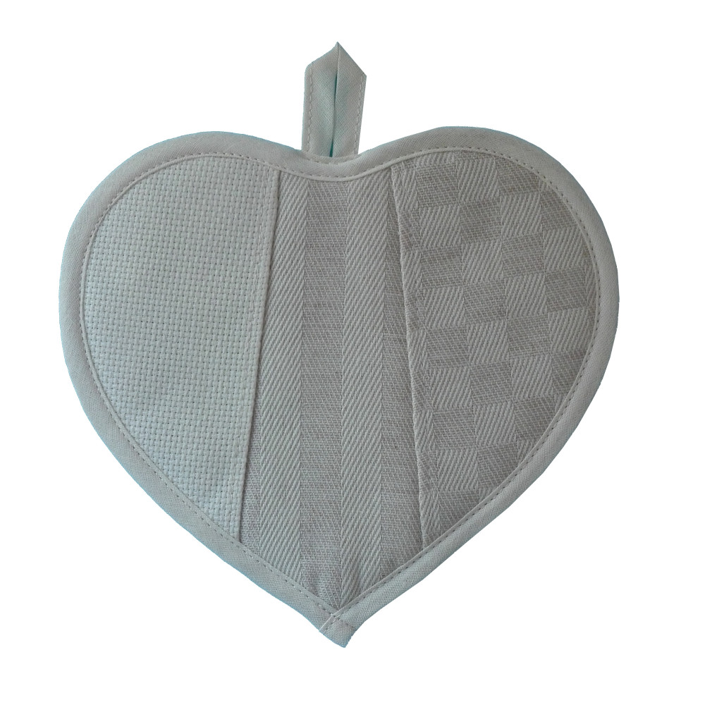 Fabric Heart Potholder - Cream Squares