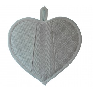 Fabric Heart Potholder - Cream Squares