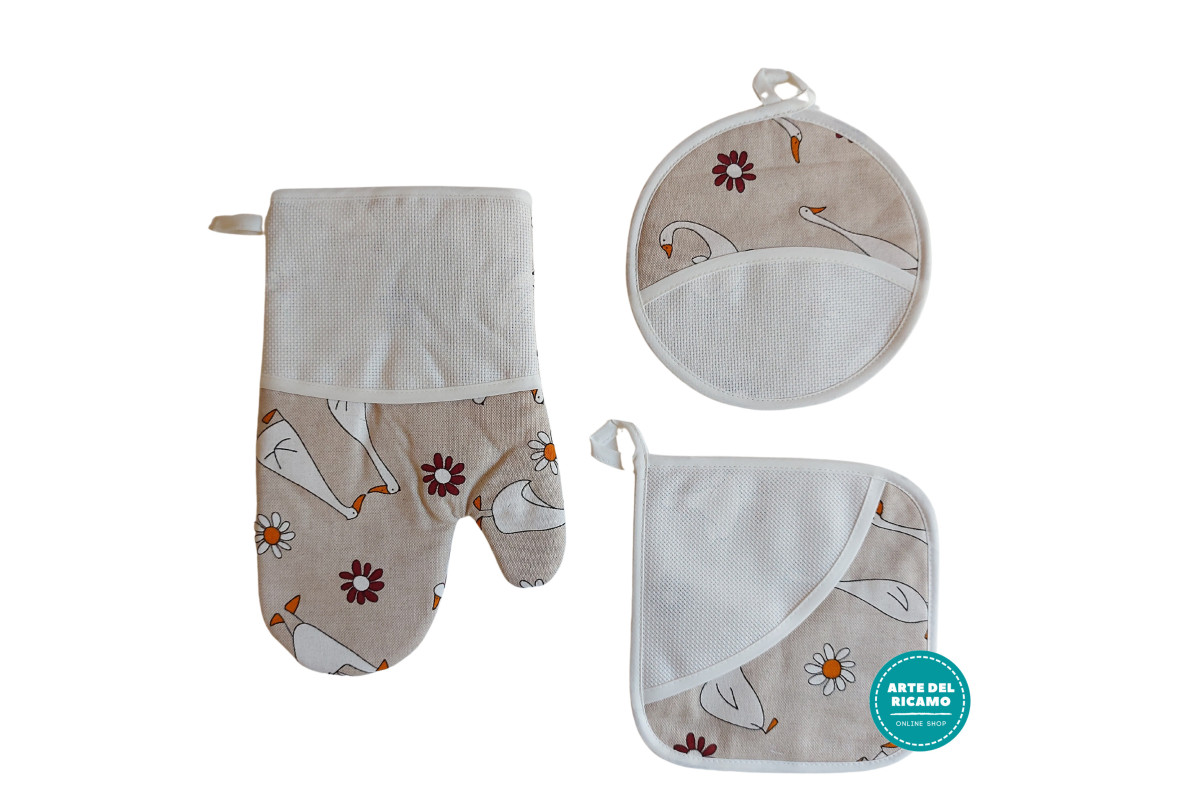 Ready to Cross Stitch Potholders and Oven Glove - Geese Ready to Cross Stitch Potholders and Oven Glove - Geese
