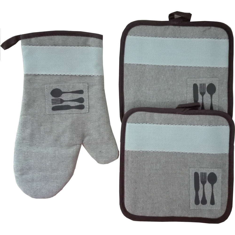 Linen Potholders and Oven Glove - Cutlery