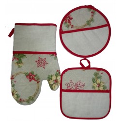 Potholders and Oven Gloves to Cross Stitch - Poinsettia