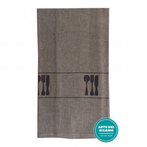 Linen Square Kitchen Towel - Cutlery