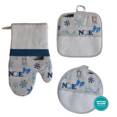 Set Presine e Guantoforno Ricamabile - Fiocchi di Neve Set Presine e Guantoforno Ricamabile - Fiocchi di Neve