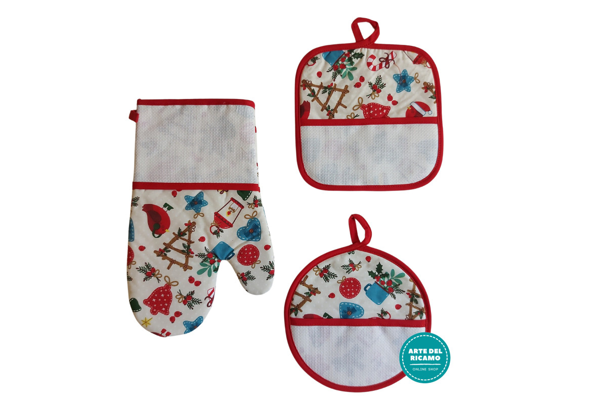 Potholders and Oven Glove to Cross Stitch - Sewing Christmas Decorations