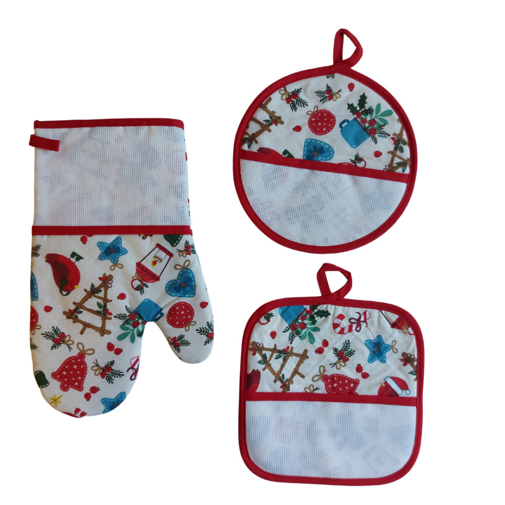 Potholders and Oven Glove to Cross Stitch - Sewing Christmas Decorations