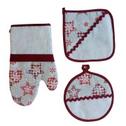 Potholders and Oven Glove to Cross Stitch - Country Christmas Stars and Hearts