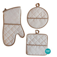 Set Presine e Guantoforno Ricamabile - Colore Tortora Set Presine e Guantoforno Ricamabile - Colore Tortora