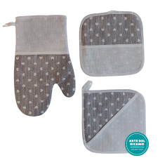 Ready to Cross Stitch Potholders and Oven Glove - Color Grey Ready to Cross Stitch Potholders and Oven Glove - Color Grey