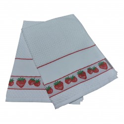 Set of Two Terry Dishtowels Ready to Stitch - Strawberries