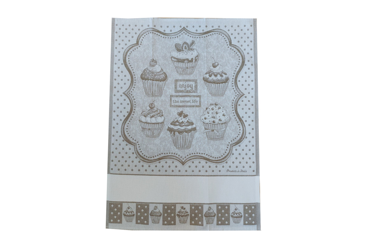 Cream Kitchen Towel with Cupcakes Cream Kitchen Towel with Cupcakes