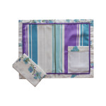 Mantel Individual para Bordar - Estilo Esty - Lineas Turquesa y Lila Mantel Individual para Bordar - Estilo Esty - Lineas Turquesa y Lila