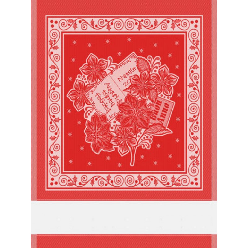 Asciugapiatti Natalizio con Stelle di Natale - Rosso