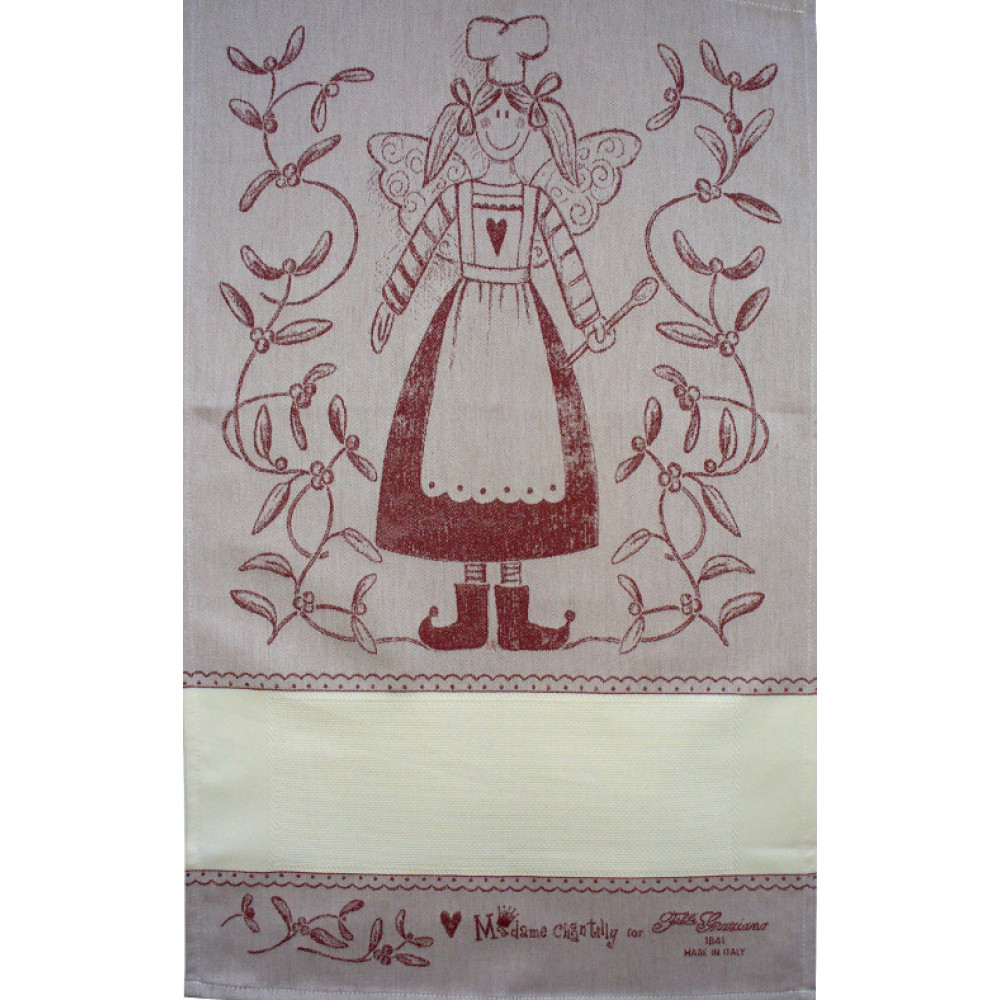 Fratelli Graziano - Christmas Dish Towel - Angel - Color Bordeaux 