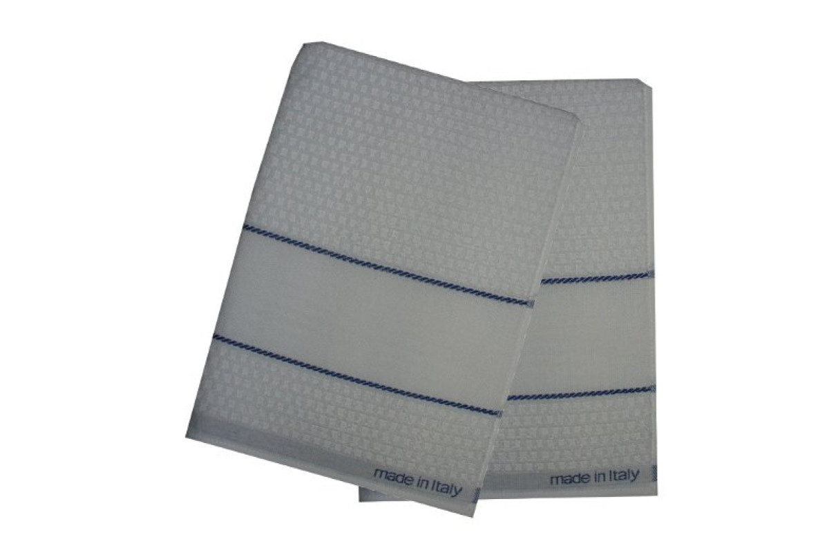 Kitchen Terry Towel with Aida Band - Blue Border Kitchen Terry Towel with Aida Band - Blue Border