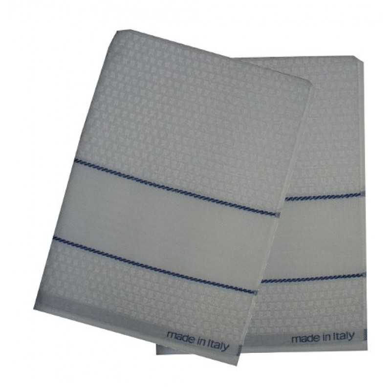 Kitchen Terry Towel with Aida Band - Blue Border