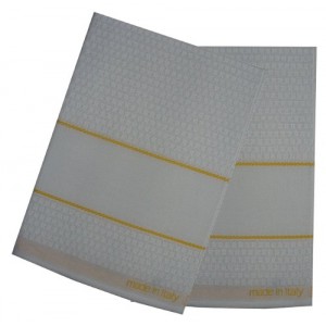 Kitchen Terry Towel with Aida Band - Yellow Border