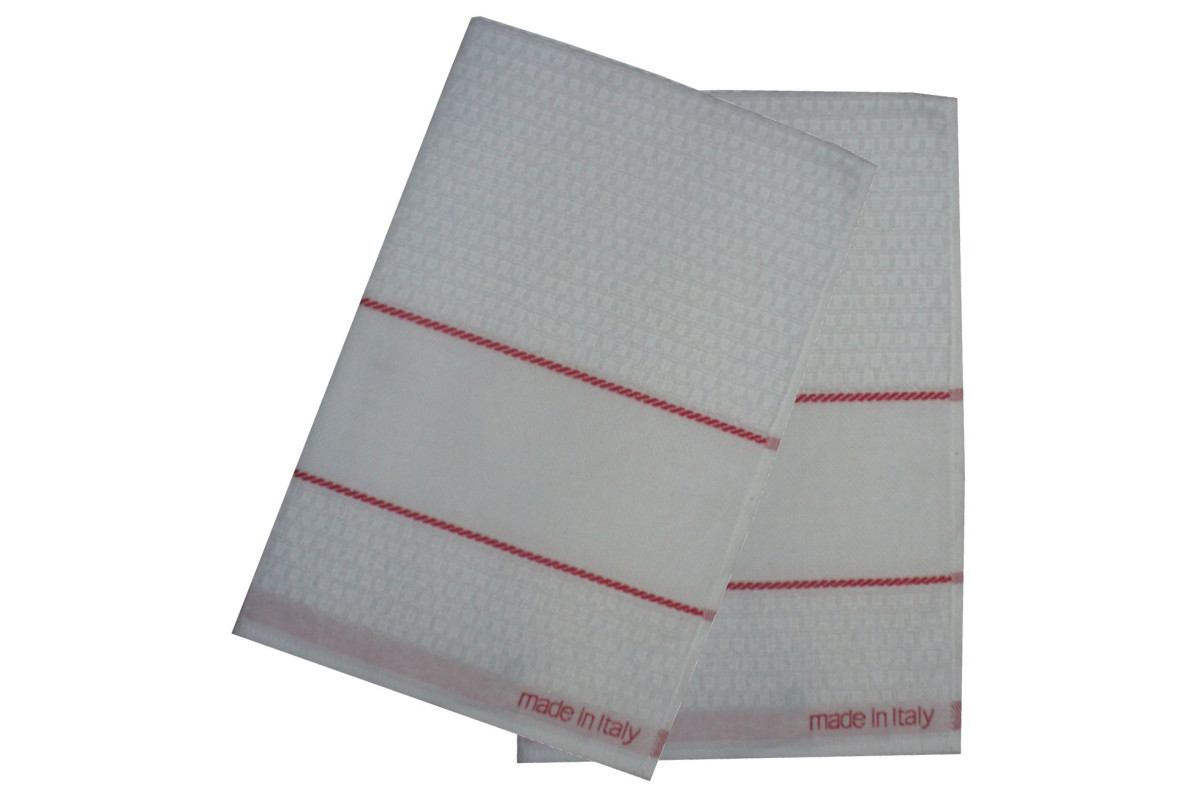 Kitchen Terry Towel with Aida Band - Red Border Kitchen Terry Towel with Aida Band - Red Border