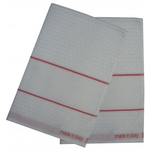 Kitchen Terry Towel with Aida Band - Red Border