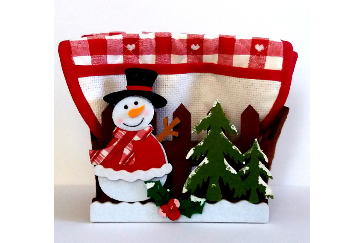 Cesta de Fieltro Papà Noel con Agarradoras de Cocina Cesta de Fieltro Papà Noel con Agarradoras de Cocina