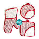 Set Presine e Guantoforno Ricamabile - Righine Rosse