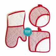 Potholders and Oven Glove to Cross Stitch - Red Lines
