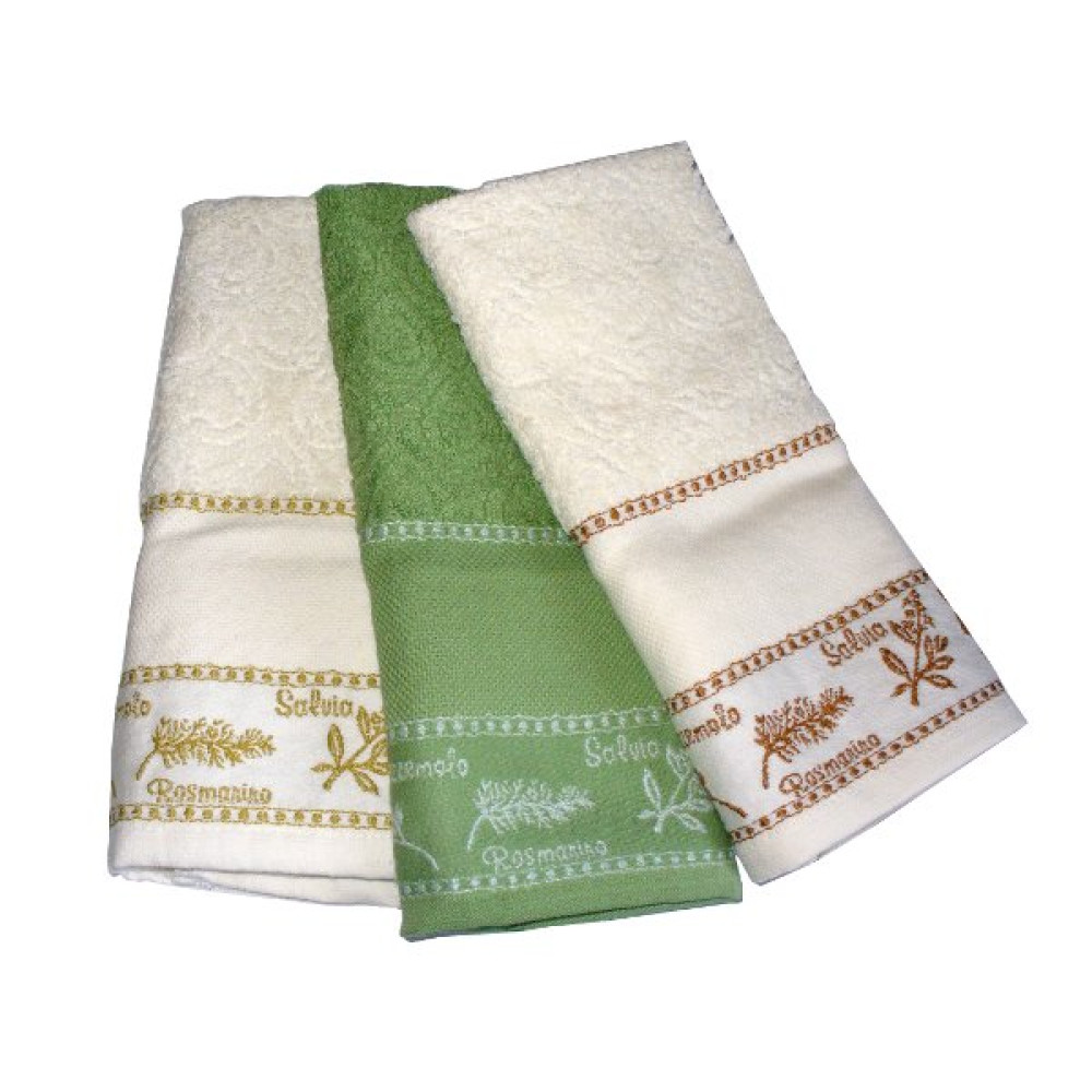 Set Terry Dish Towels Viviana - Herbs - Green