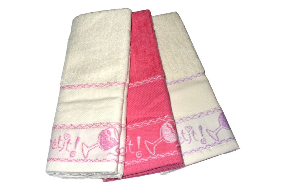 Set Terry Dish Towels Viviana - Bon Appetit Fuxia