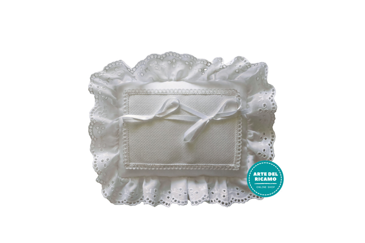 Cuscino Portafedi Sangallo Rettangolare - Bianco Cuscino Portafedi Sangallo Rettangolare - Bianco