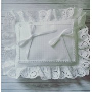 Rectangular Wedding Pillow with Sangallo Border - White