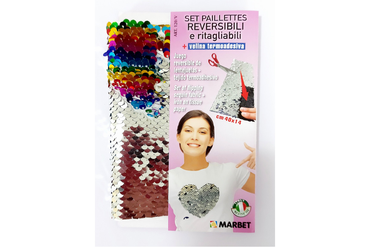 Set of Flipping Sequin Fabric with Iron on Tissue Paper