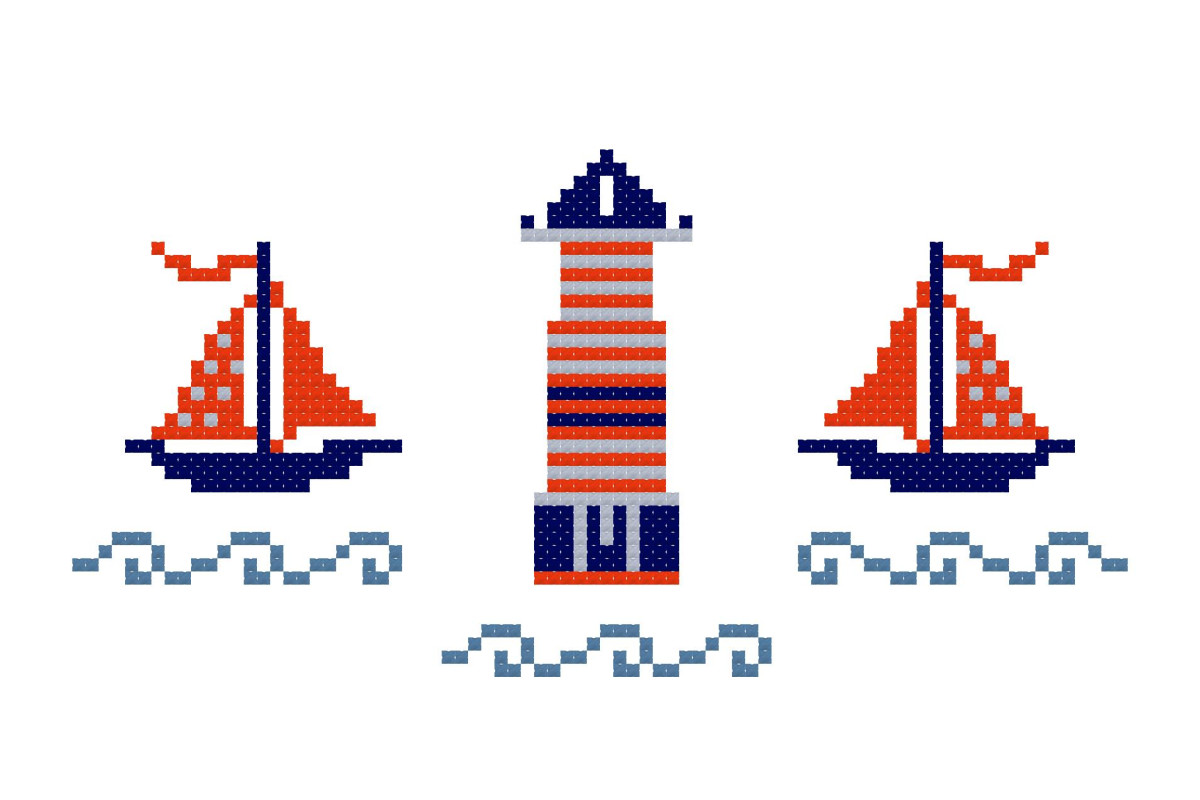 Cross Stich Pattern - Sailboat and Lighthouse Cross Stich Pattern - Sailboat and Lighthouse