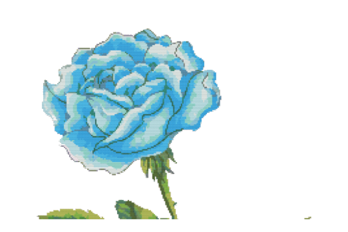 Esquema Punto de Cruz - Rosa Azul - Flor Esquema Punto de Cruz - Rosa Azul - Flor