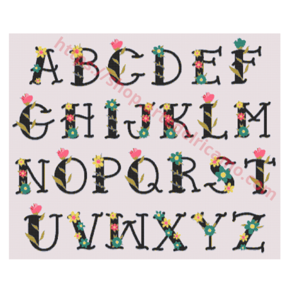 Cross Stitch Chart - Alphabet With Flowers