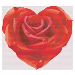 Schema Punto Croce - Rosa Rossa a Forma di Cuore con Gocce di Rugiada Schema Punto Croce - Rosa Rossa a Forma di Cuore con Gocce di Rugiada