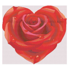 Schema Punto Croce - Rosa Rossa a Forma di Cuore con Gocce di Rugiada Schema Punto Croce - Rosa Rossa a Forma di Cuore con Gocce di Rugiada