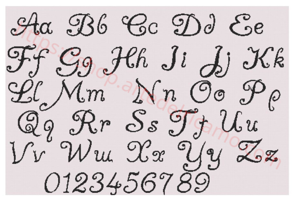 Cross Stitch Chart - Italic and Capital Letter with Curls Cross Stitch Chart - Italic and Capital Letter with Curls