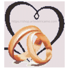 Schema Punto Croce - Matrimonio - Fedi Nuziali con Cuore Schema Punto Croce - Matrimonio - Fedi Nuziali con Cuore